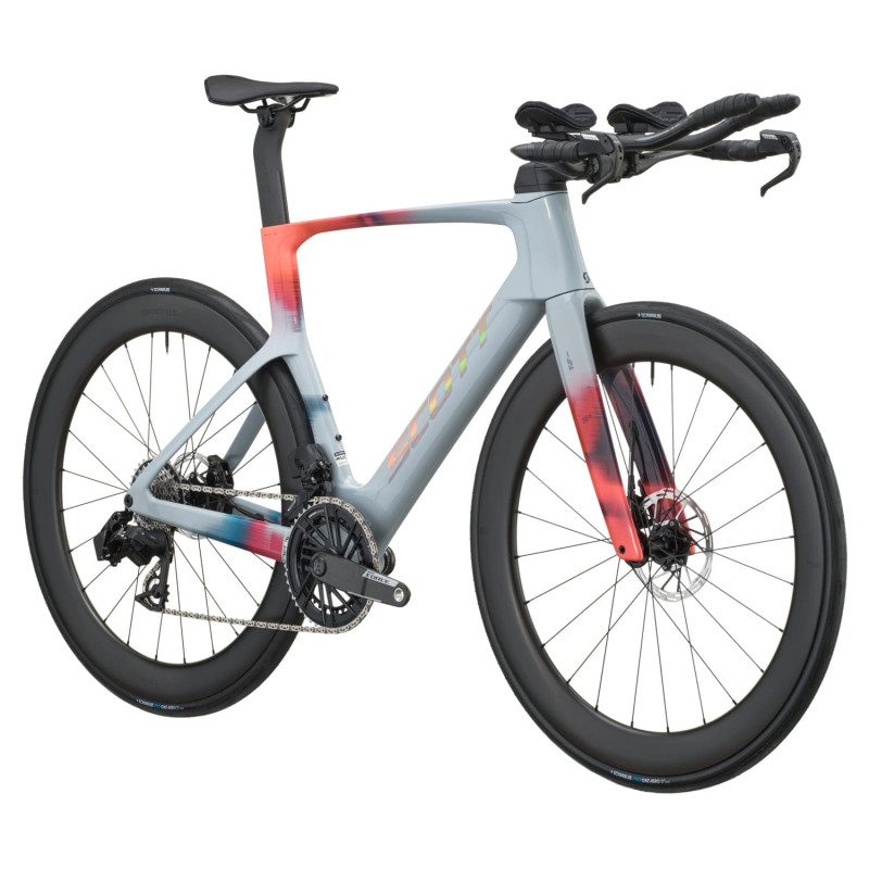 Scott Foil RC TRI 2027. Bicicleta triatlón. Narwal Grey / Gloaming Orange