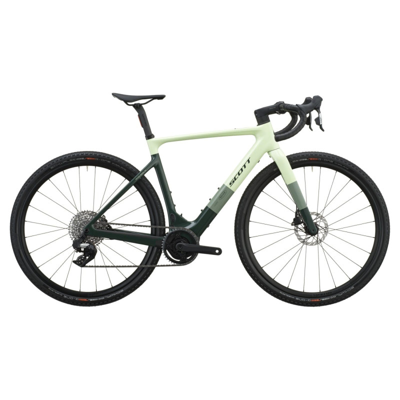 Scott Solace Gravel 30 2027. E-bike gravel. Cream Green / Grove Green