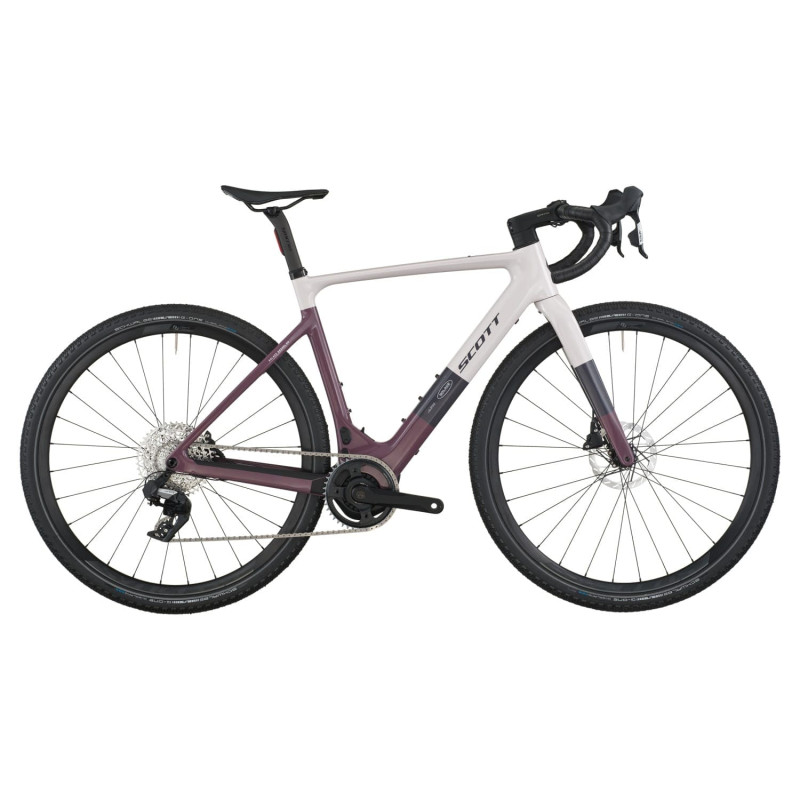 Scott Solace Gravel 30 2027. E-bike gravel. Mineral Pink / Flint Purple
