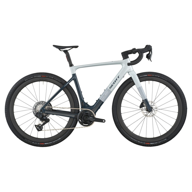 Scott Solace Gravel 20 2027. E-bike gravel. Squid Blue / Beluga Grey