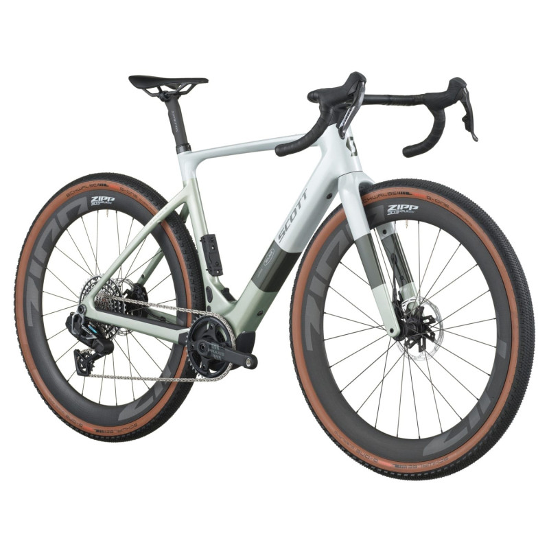 Scott Solace Gravel 10 2027. E-bike gravel. Pale Green / Beluga Grey
